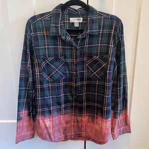 Old navy custom bleached flannel popover shirt